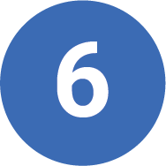 number six in blue circle