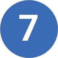 number seven in blue circle