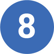 number eight in blue circle
